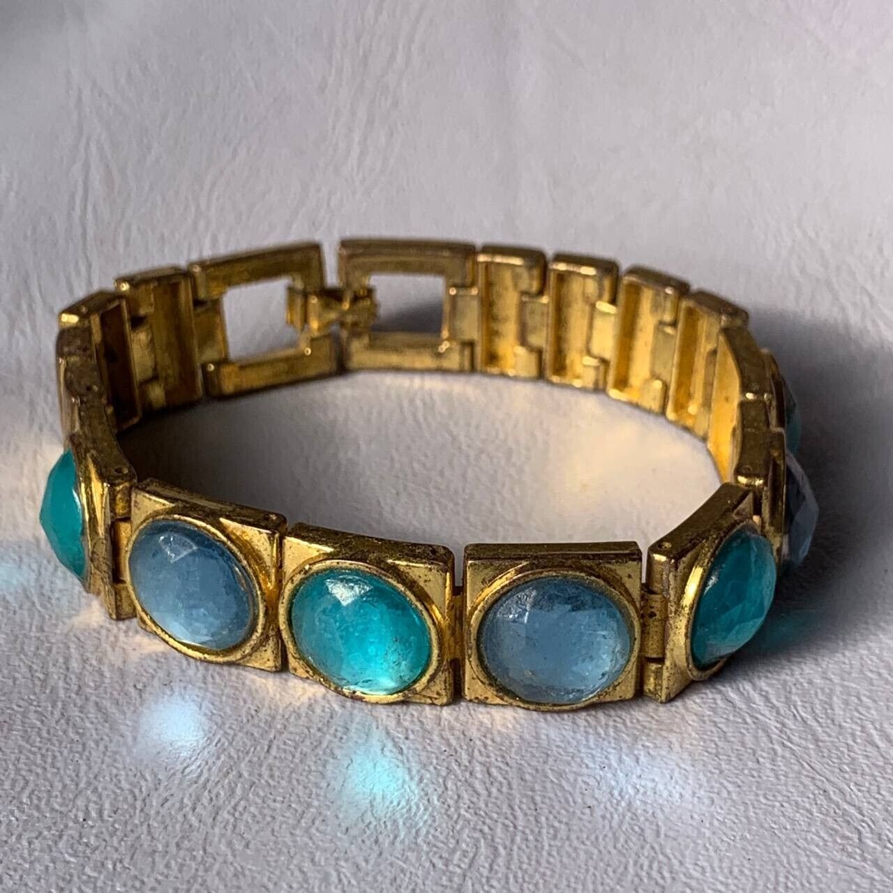 Ancient Victorian Bracelet  Amazing BRONZE  Vintage Stone Antique Turquoise
