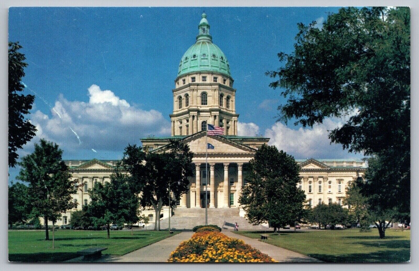 Kansas Topeka State Capitol Government Building American Flag UNP VTG Postcard
