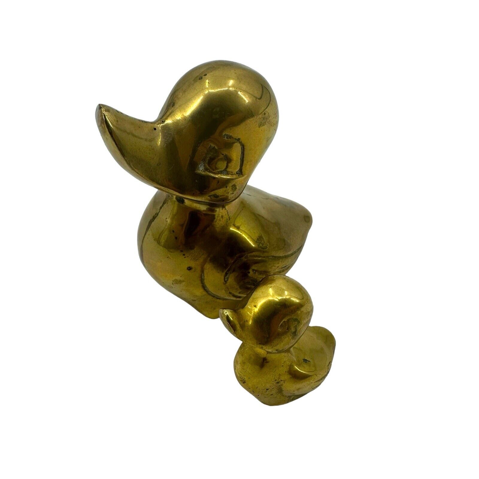 Vintage Solid Brass Duck Duckling Baby Figurine 3\