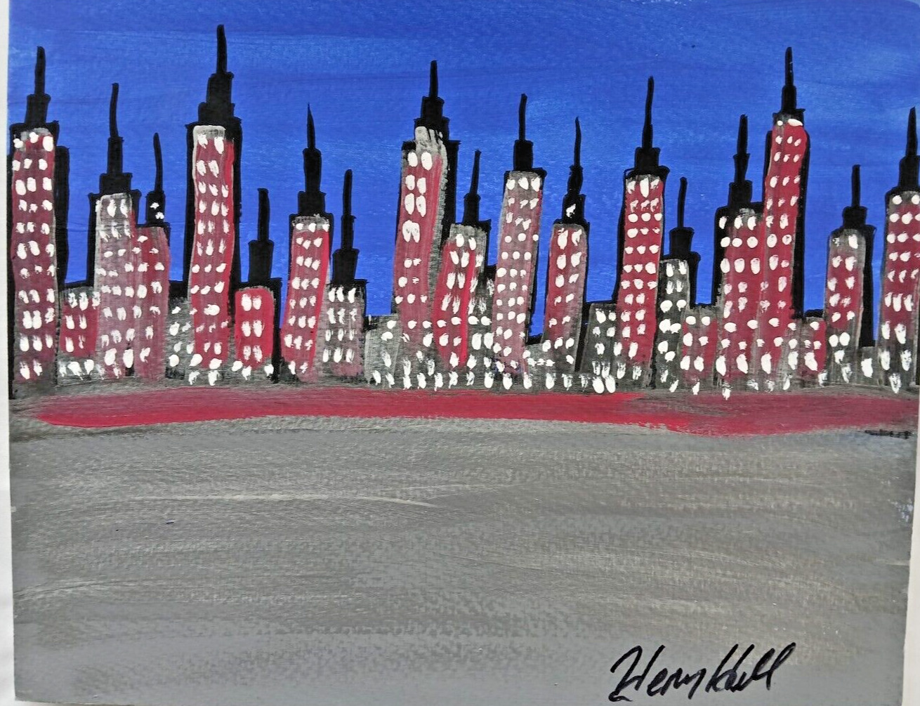 Mafia Signed Henry Hill  Cosa Nostra Goodfellas Painting New York Sky Line