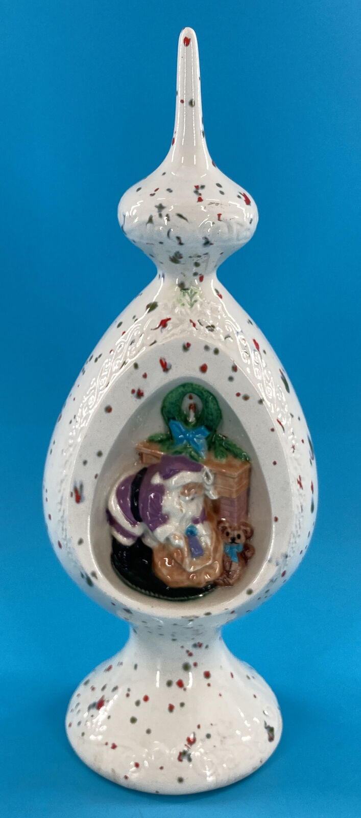 RARE 14” Vintage Christmas Ceramic Decorative Ornament Pillar Signed 1997 GOOD  
