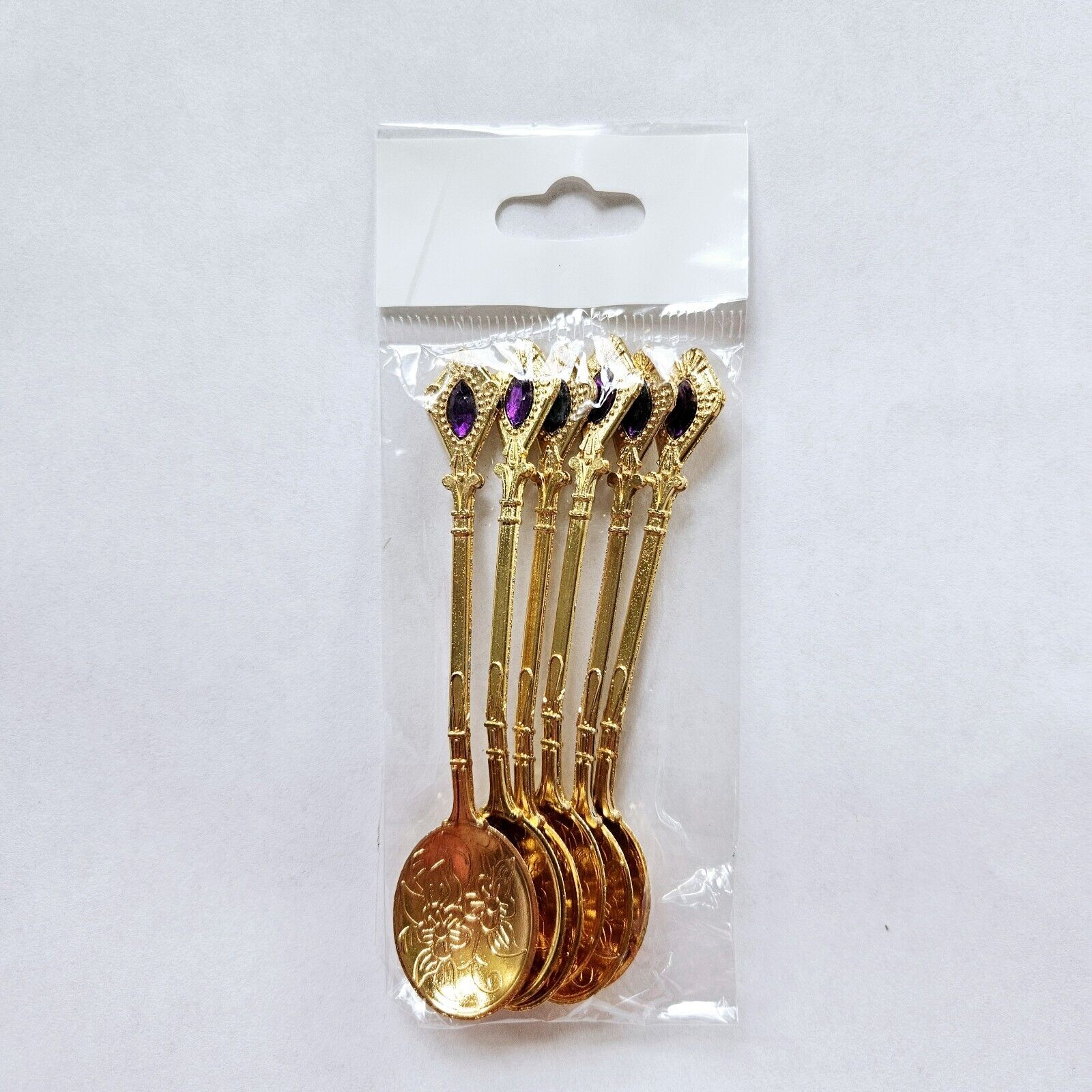 Turkish tea spoon set in gold/purple, Souvenir 