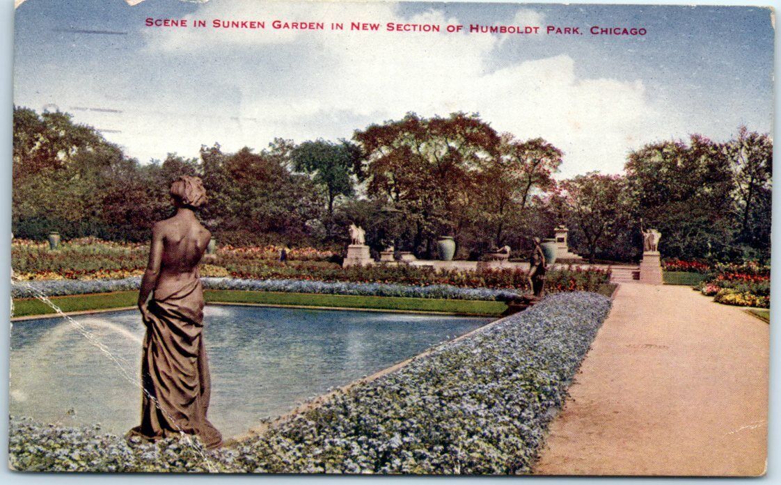 Scene in Sunken Garden in New Section of Humboldt Park, Chicago, Illinois