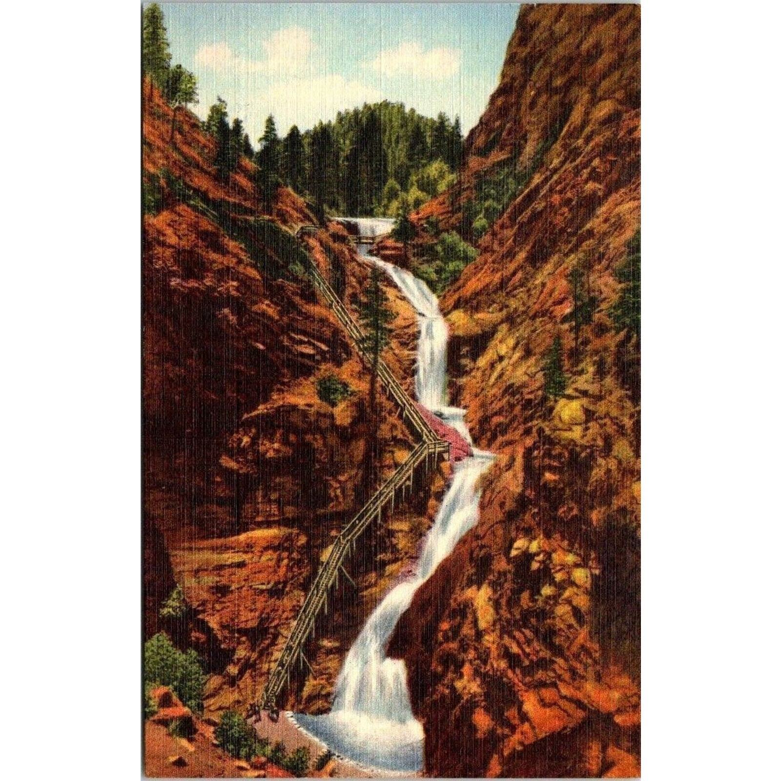 Seven Falls South Cheyenne Canon Pikes Peak Colorado Springs Vintage Postcard