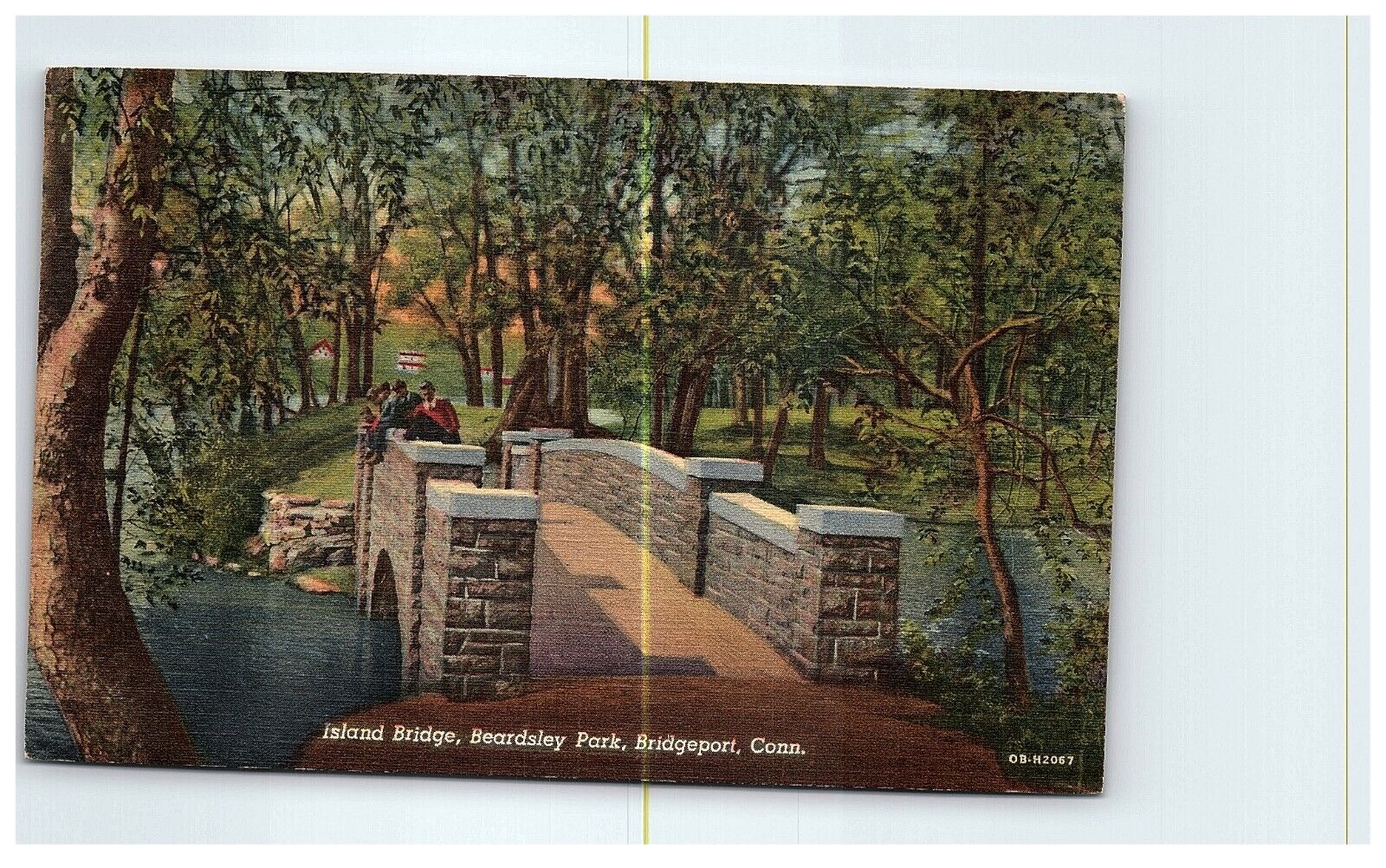 Bridgeport CT - Connecticut - Island Bridge - Beardsley Park - Postcard