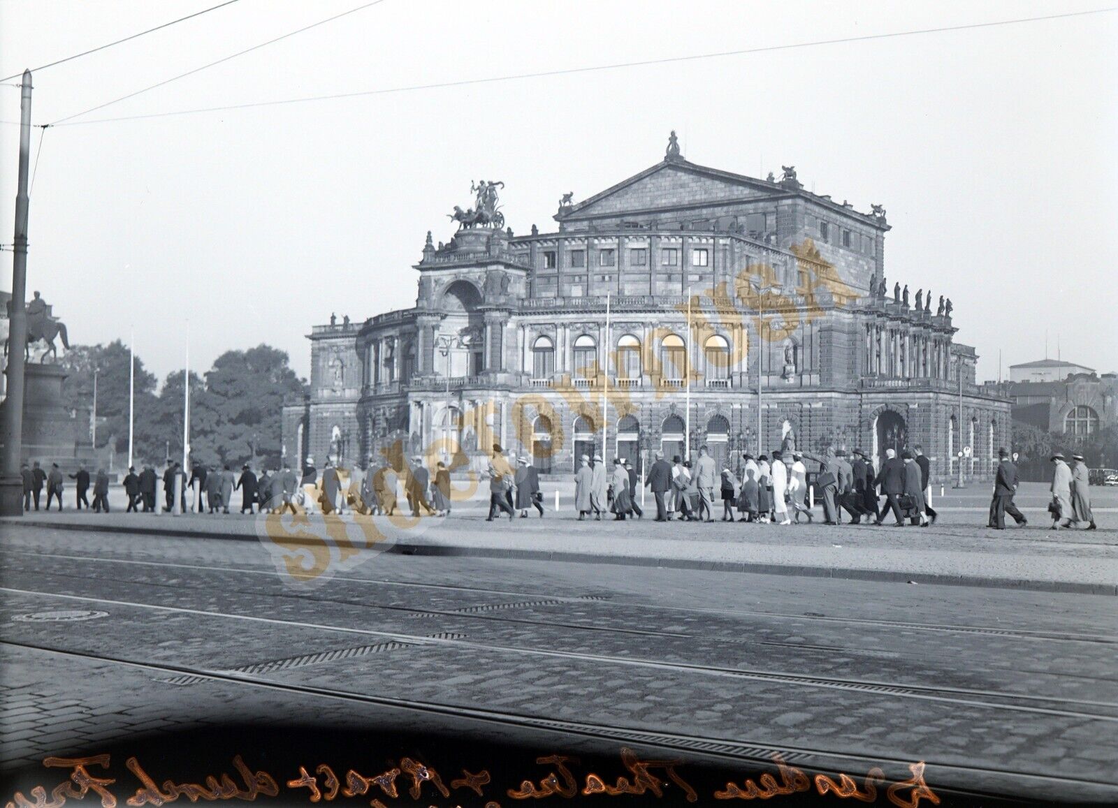 Vtg 1936 Photo Negative Olympic Vacation Dresden Theatre Germany N00371