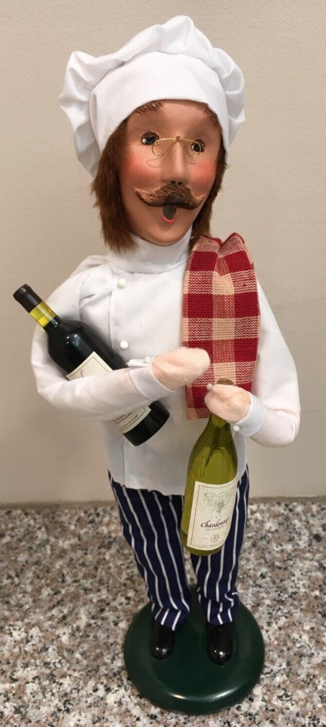 RARE Byers Choice Caroler 2009 Chef with Wine Bottles Gorgeous