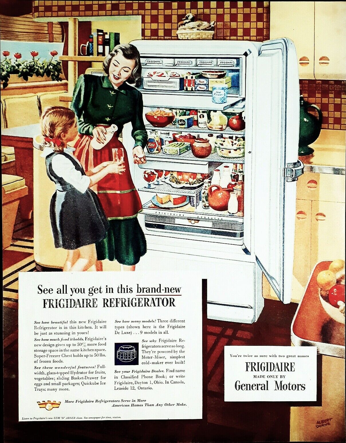 Frigidaire refrigerator ad vintage 1948 original appliance advertisement