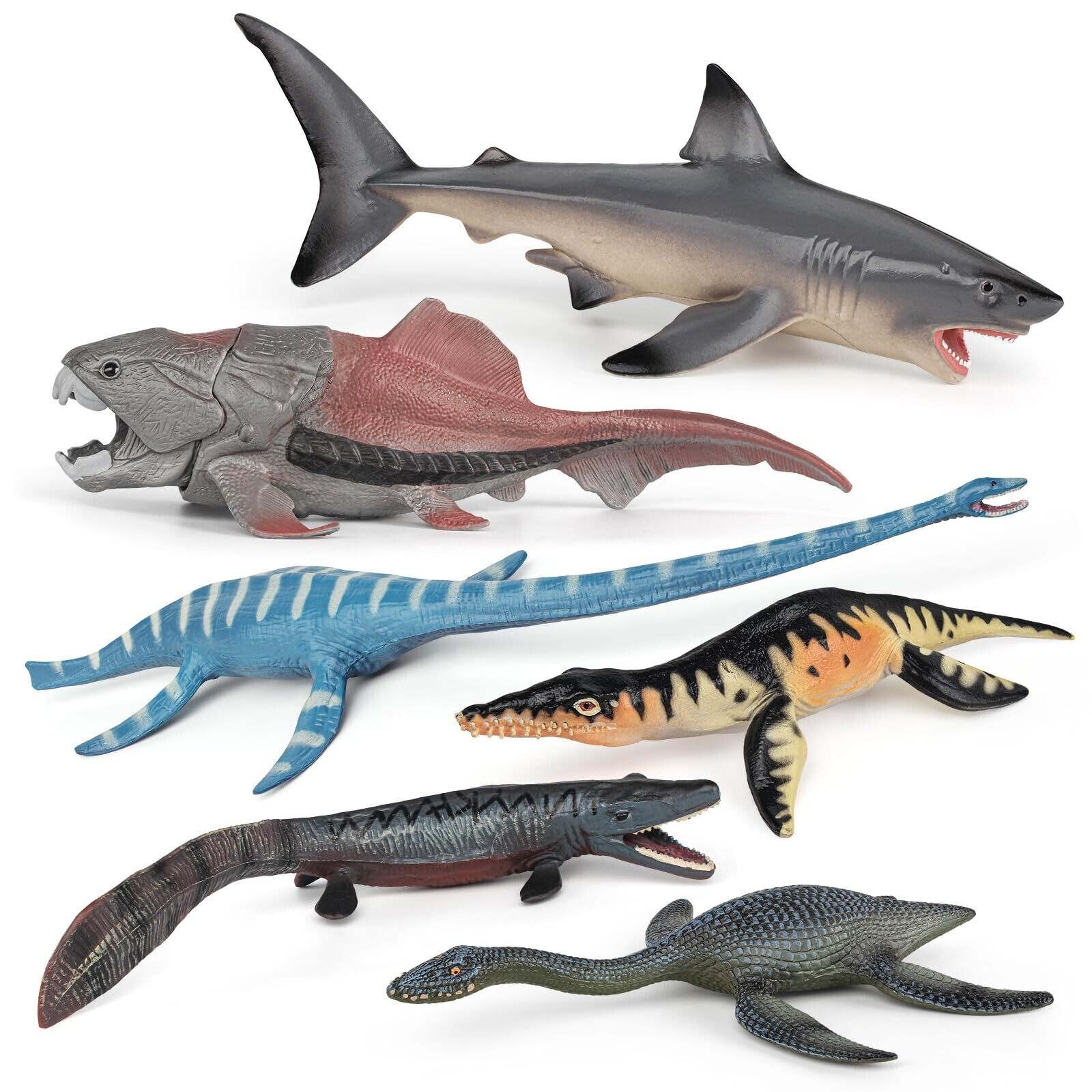 Fantarea Prehistoric Ancient Ocean Animal Model Figures Playsets 7 PCS Dunkle...