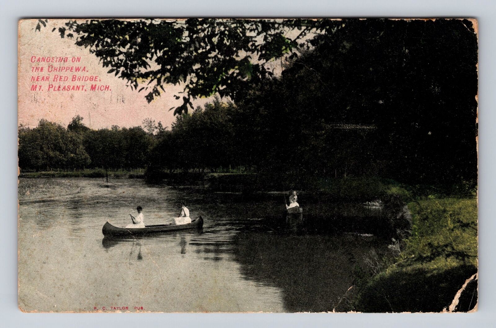 Mount Pleasant MI-Michigan, Canoeing On The Chippewa, Vintage c1908 Postcard
