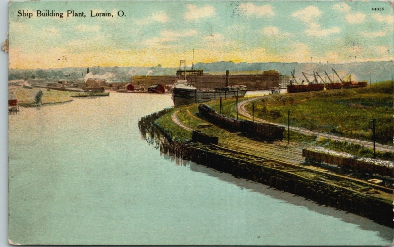 Lorain Ohio Ship Buiding Plant Railroads Rivers Bend 1910 PM - A21