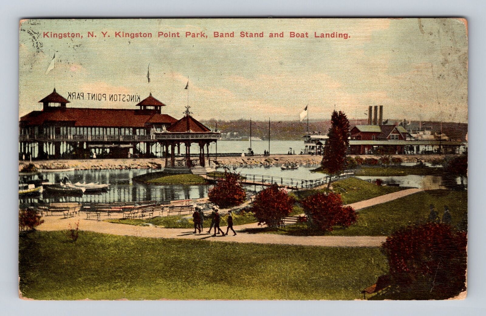 Kingston NY-New York, Kingston Point Park, Band Stand, Vintage Souvenir Postcard