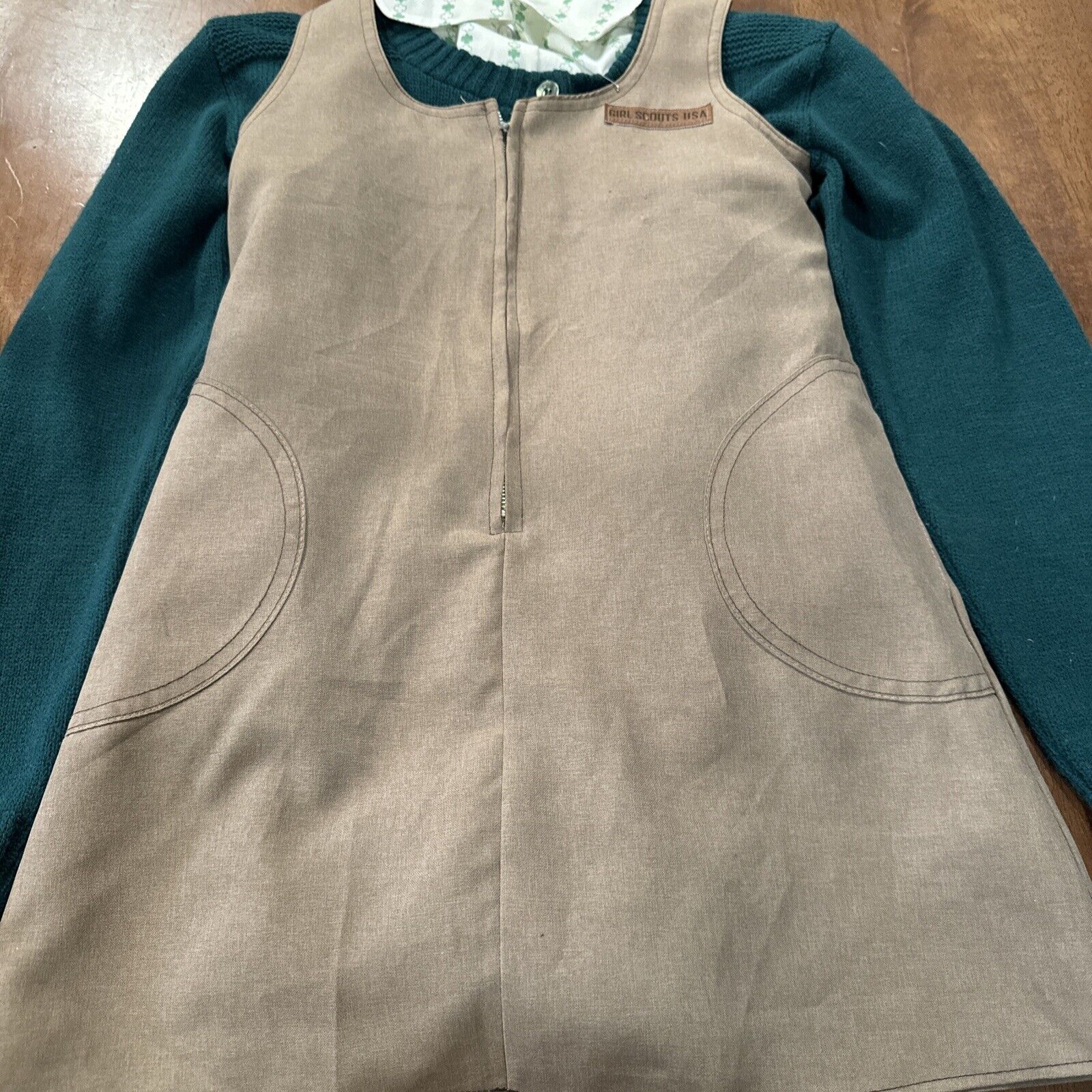 Vintage Official Girl Scouts USA Dress Uniform sz 12 Brown+GreenBrownies Uniform