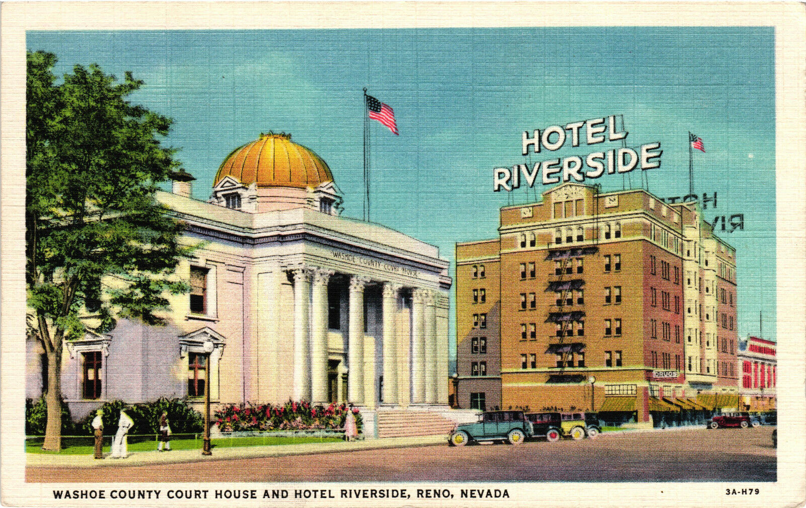Postcard Washoe County Court House Hotel Riverside Reno Nevada NV Unposted