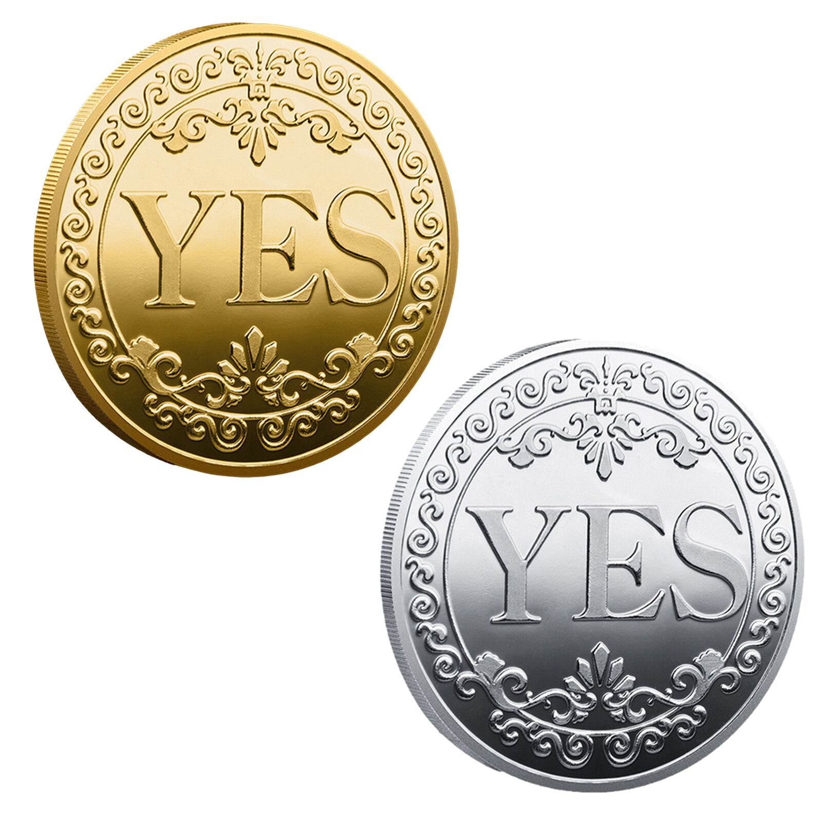 2 X Yes No Coin Metal Decision Maker Lucky Coin Collectible Choice Embossed Coin