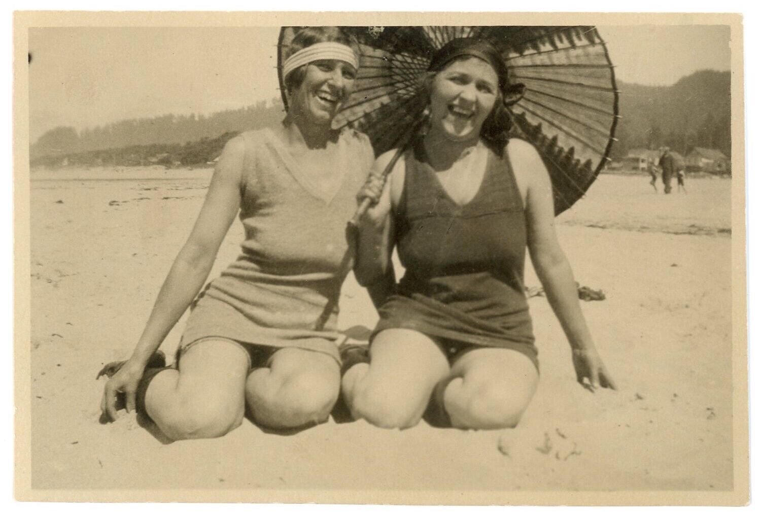 Antique Women in Bathing Suits Historic Photo: Rockaway Beach Oregon OR - c 1925