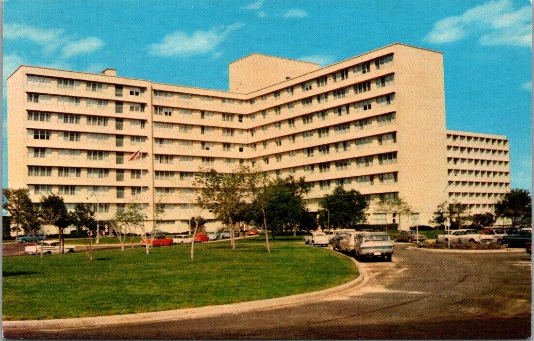 United States Air Force Hospital c1960s Cars San Antonio TX Wilford Postcard UNP