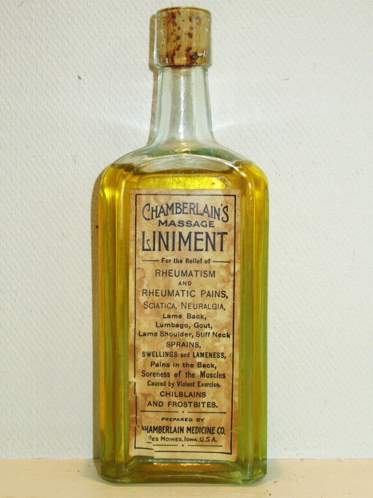 Antique 1890-1900 Chamberlain\'s Massage Liniment New Old Medical / Apothecary