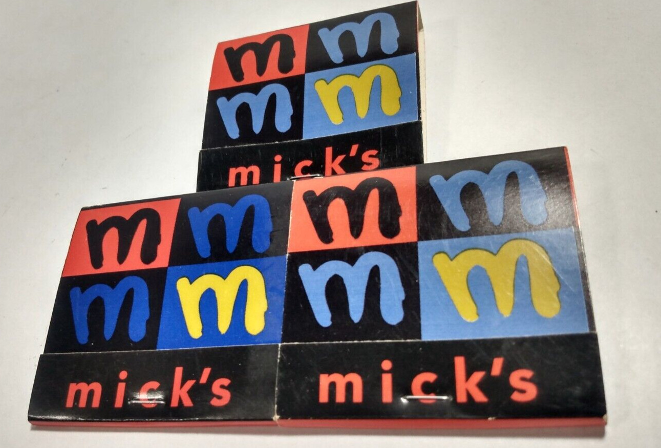 3 Matchbooks Mick\'s Restaurant Atlanta Washington Baltimore Philadelphia