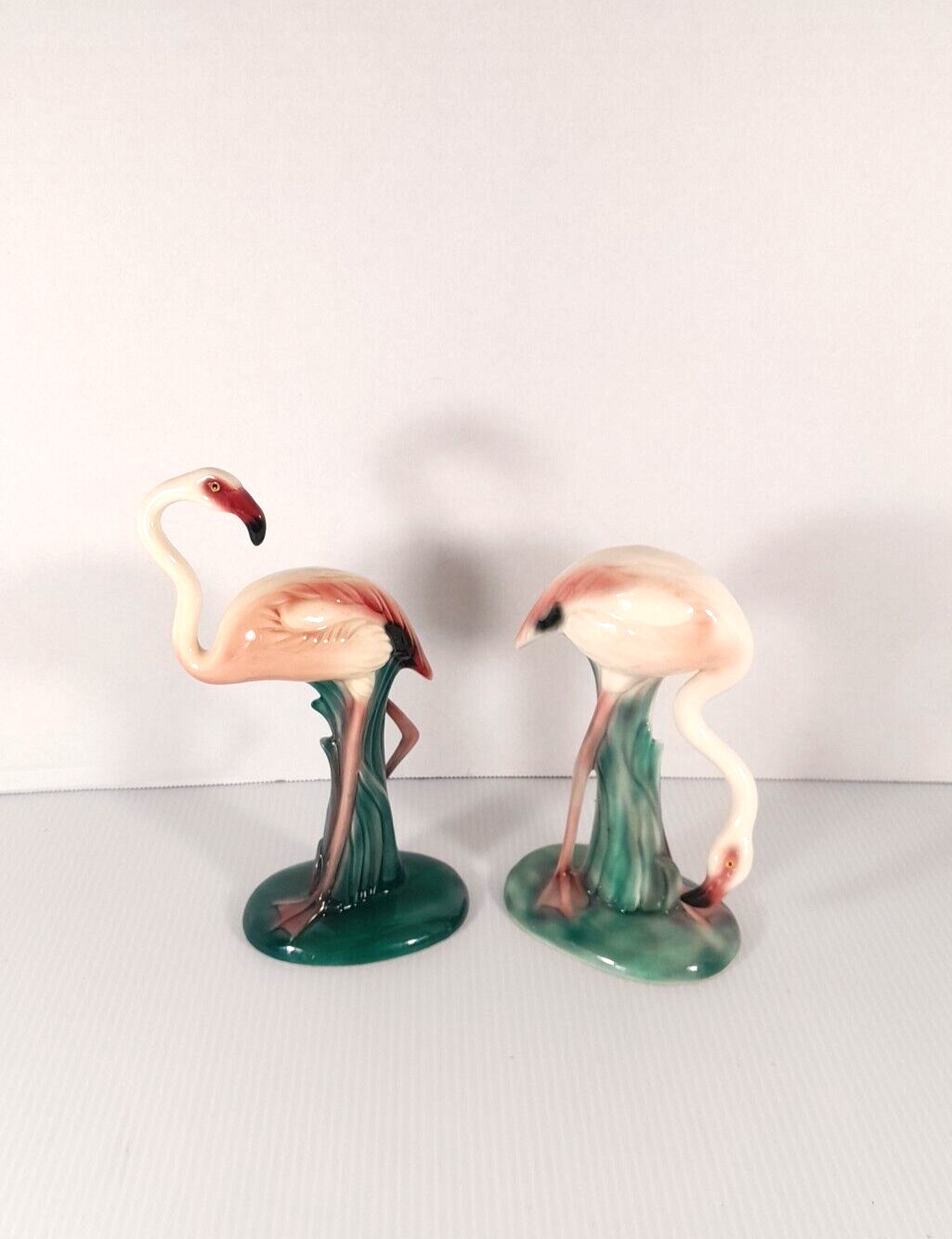 RARE Vtg MCM EUC WILL GEORGE Studio Pottery Ceramic Glazed White Flamingos 8\
