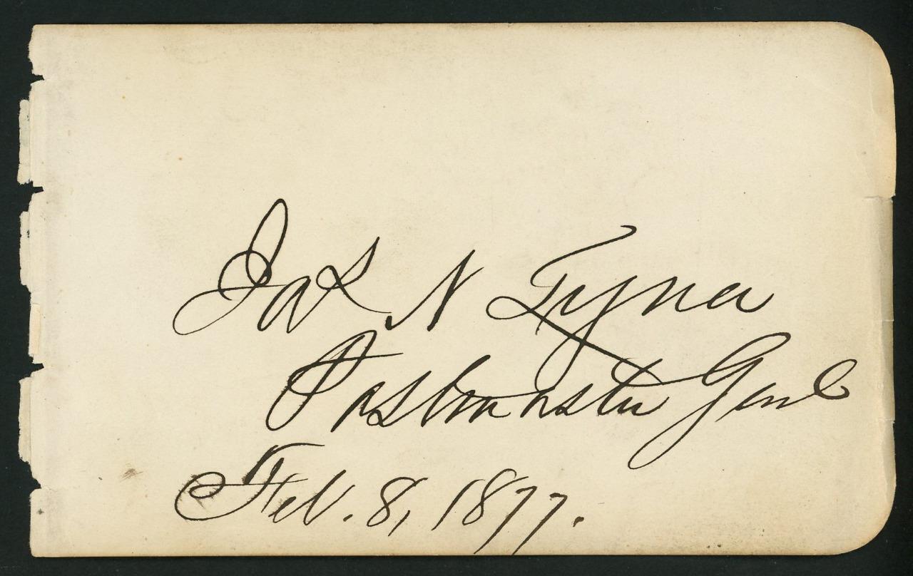 JAMES NOBLE TYNER (1826-1904) signed album page US Postmaster General autograph
