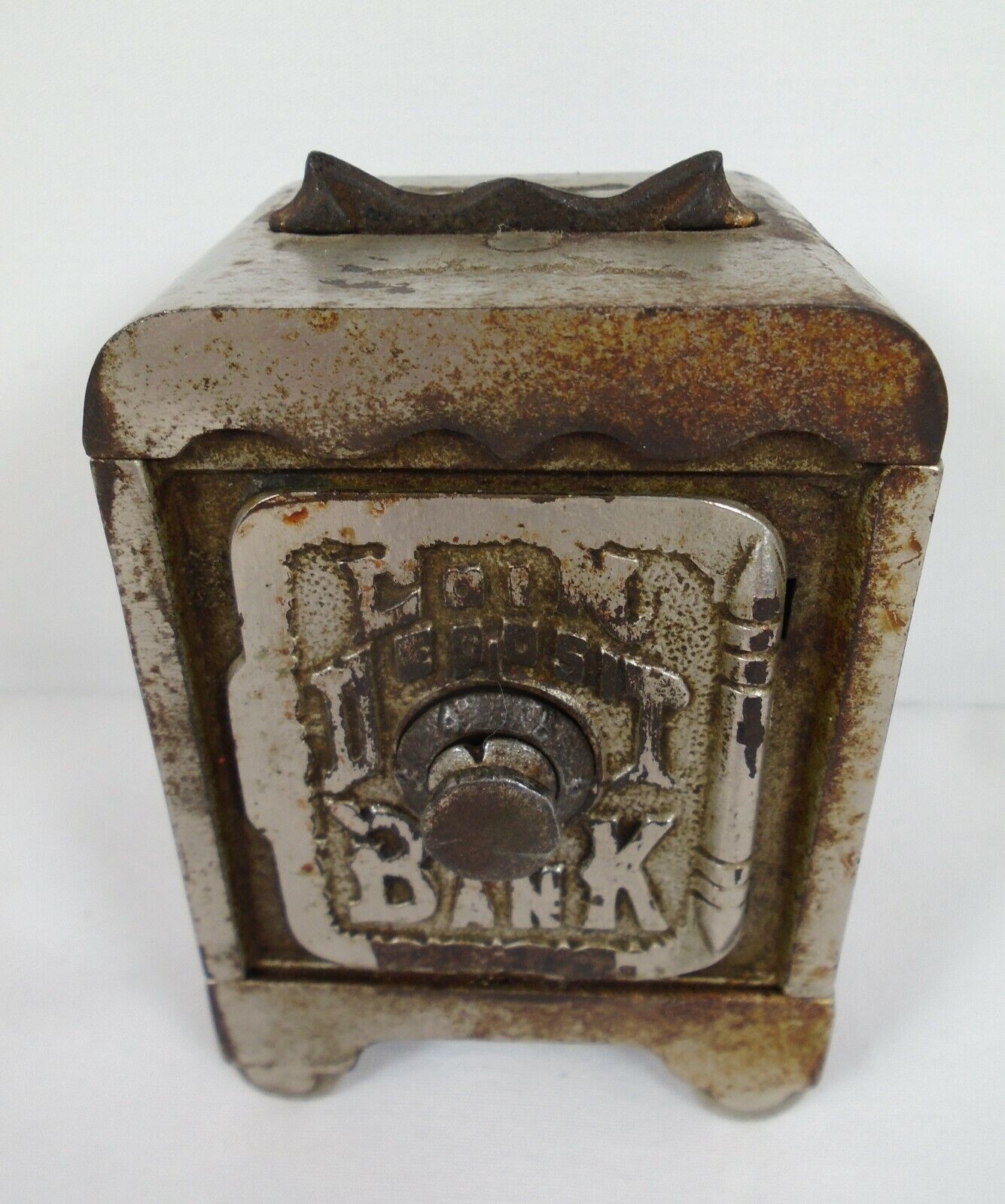 Cion Deposit Bank Cast Iron / Metal Cion Saving Safe Antique Vintage
