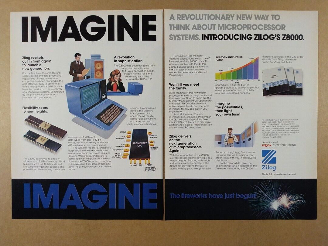 1979 Zilog Z8000 Microprocessor vintage print Ad