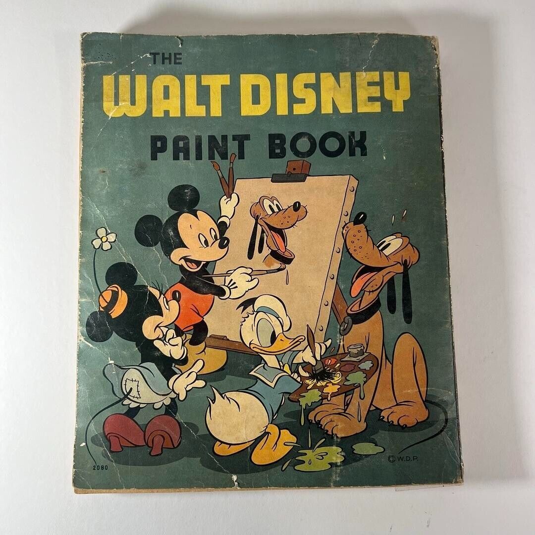 Rare Vintage The Walt Disney Paint Book #2080 (Whitman, 1937) Mostly Unused