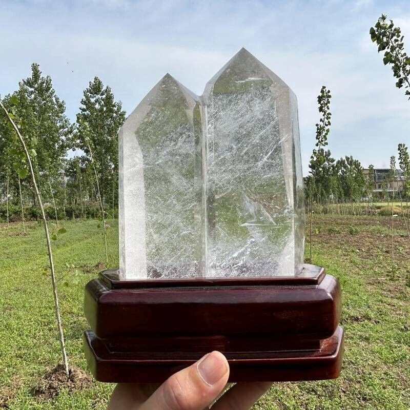 6.73LB Natural clear Quartz obelisk mineral specimen crystal Reiki+stand