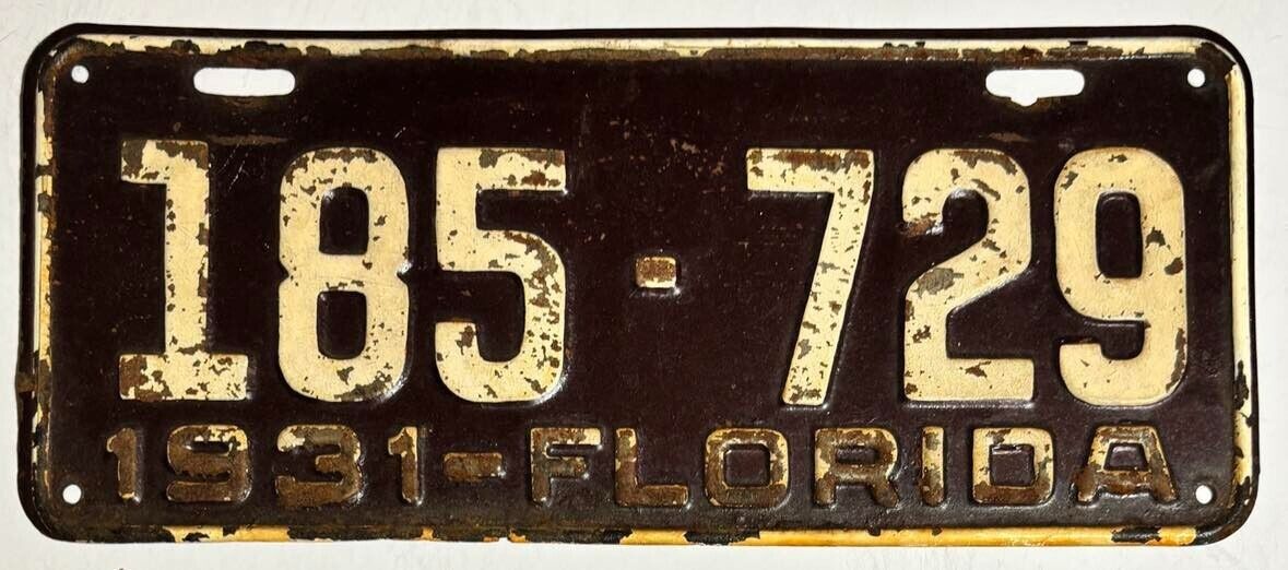 Florida 1931 License Plate # 185-729