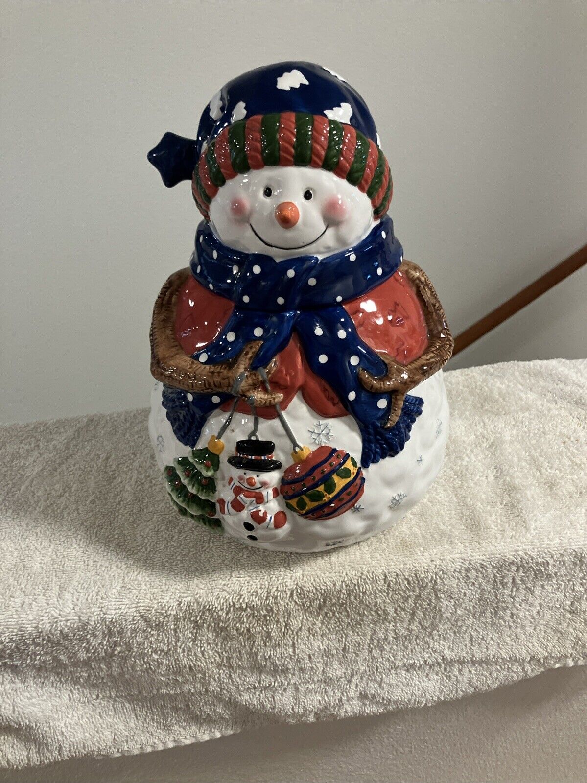 Baum Brothers Style Eyes Jolly Snowman Collection Cookie Jar 10 3/4\