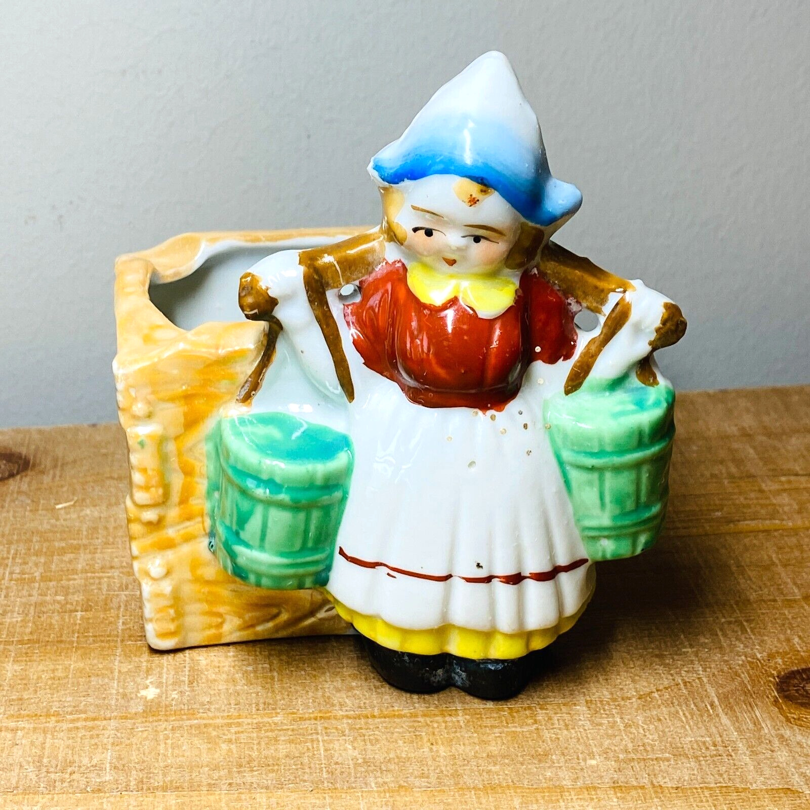 Vintage Ceramic Hand Painted Holland Lady Ashtray Made in Japan