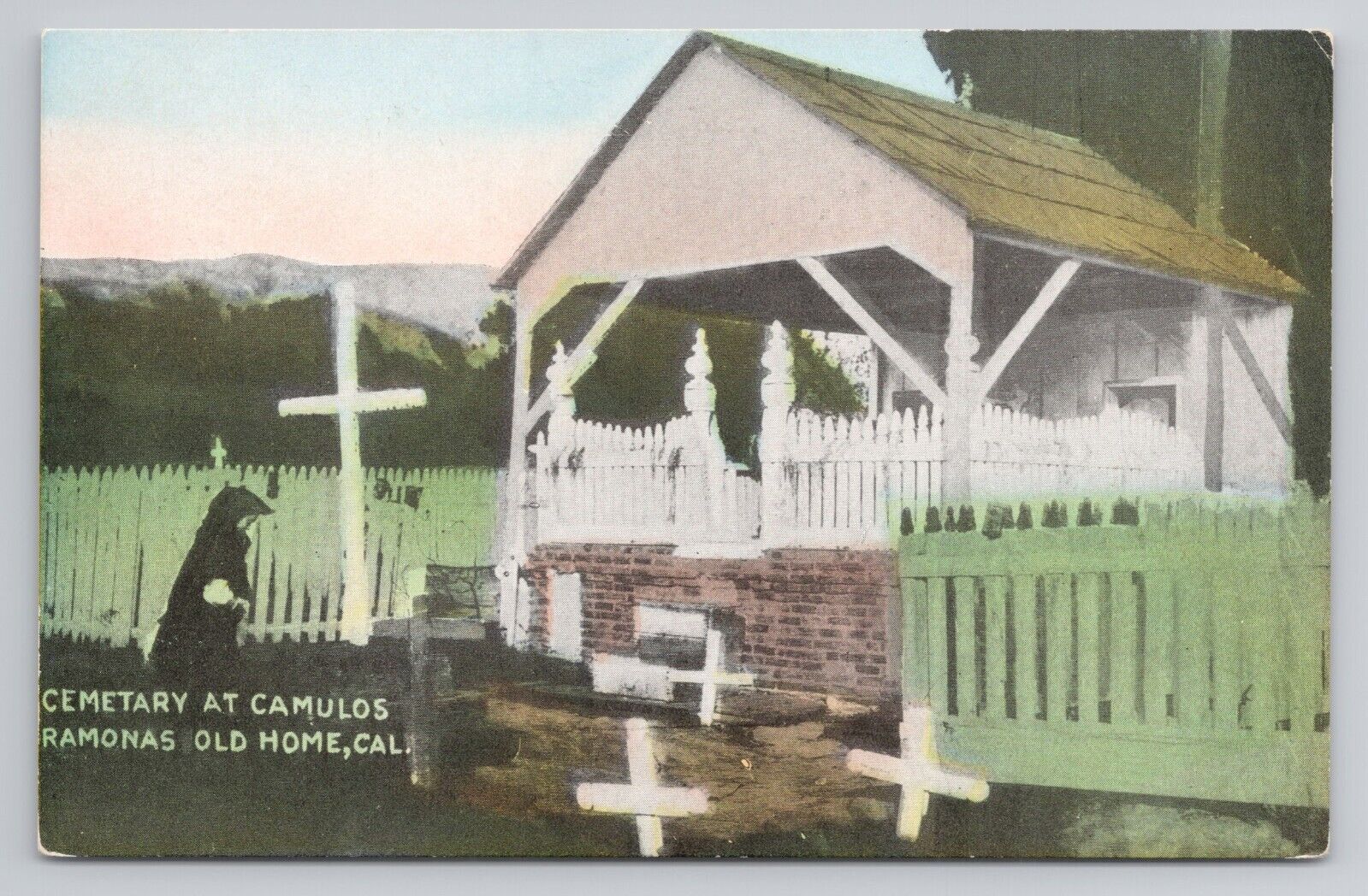 Postcard Cemetery at Camulos Ramonas Old Home California