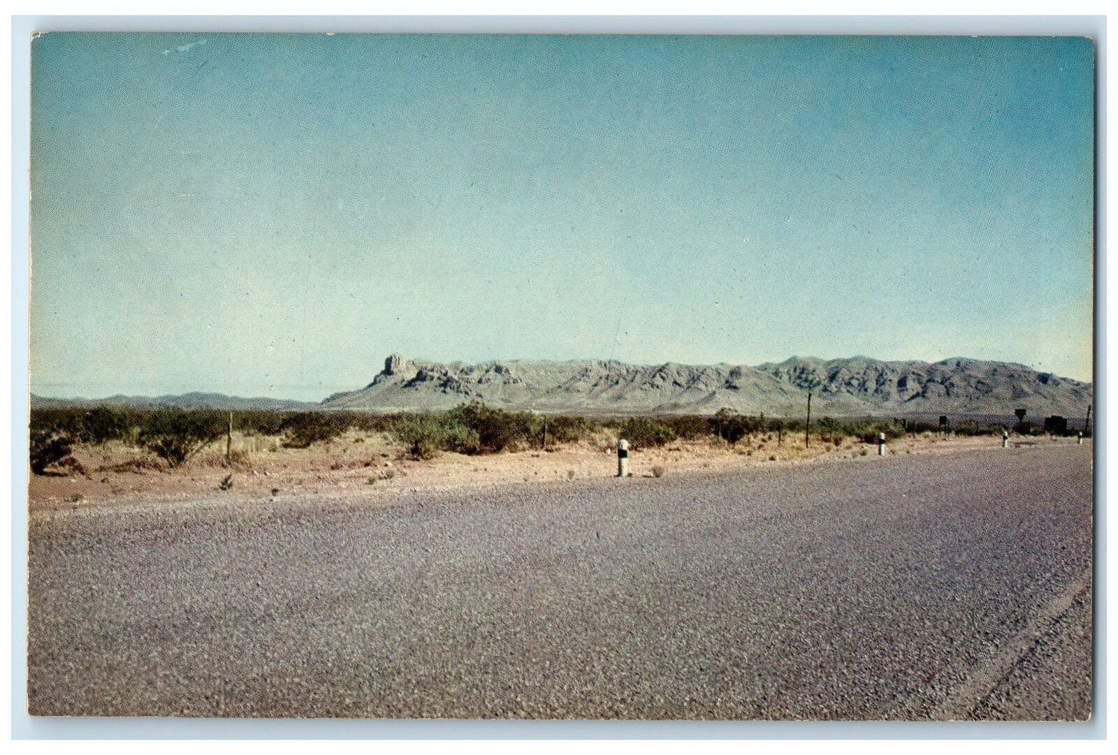 c1950's Three 3 Mile Mountain On US Highway 80 Near Van Horn Texas TX Postcard