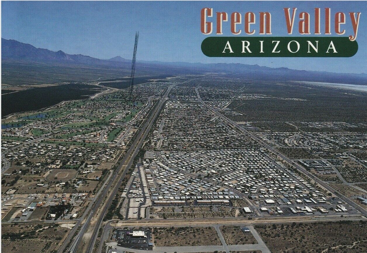 AZ Aerial Scenic View Postcard Building Houses Road Green Valley Arizona 1998