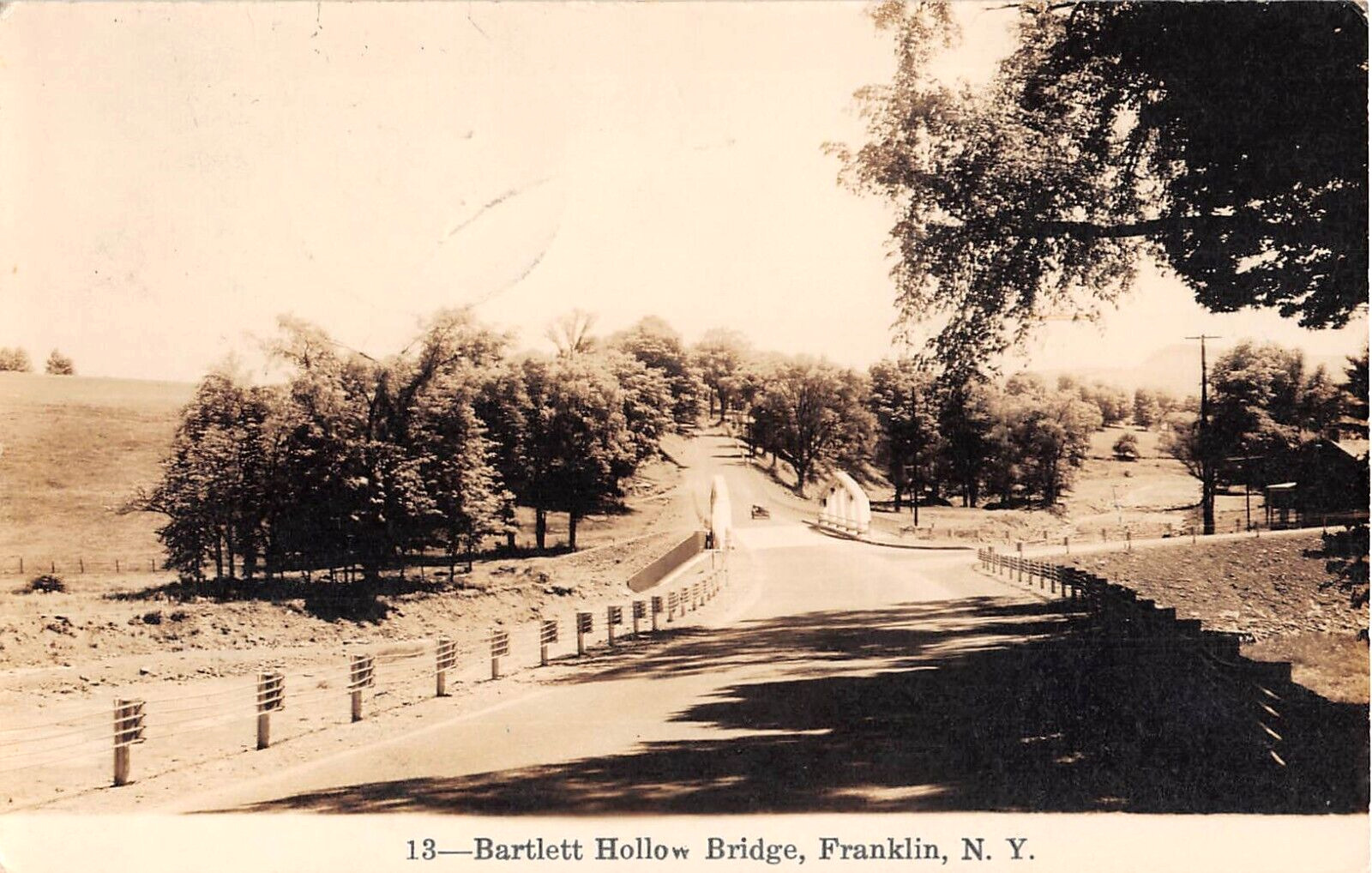 1943 RPPC Bartlett Hollow Bridge Franklin NY Delaware county by Phelps