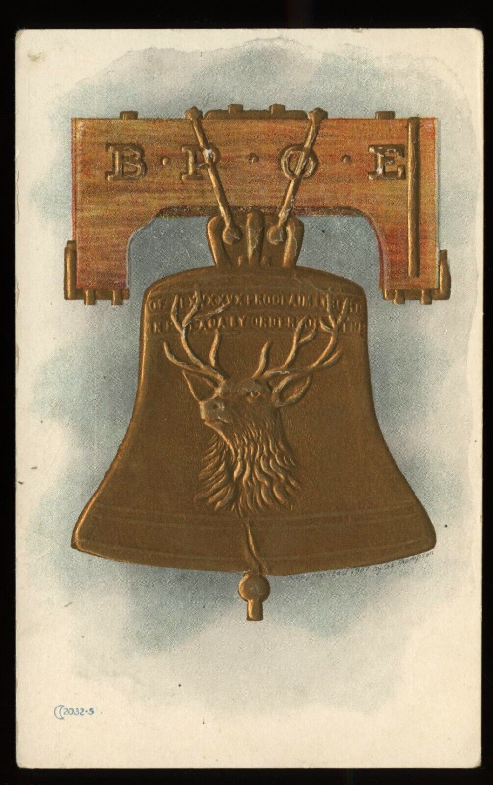 BPOE Elks Club Lodge Liberty Bell Postcard