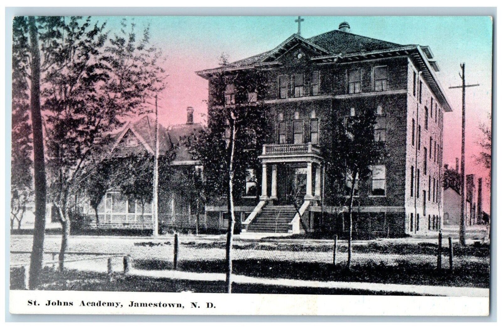 Jamestown North Dakota Postcard St. John\'s Academy Exterior View c1910 Vintage
