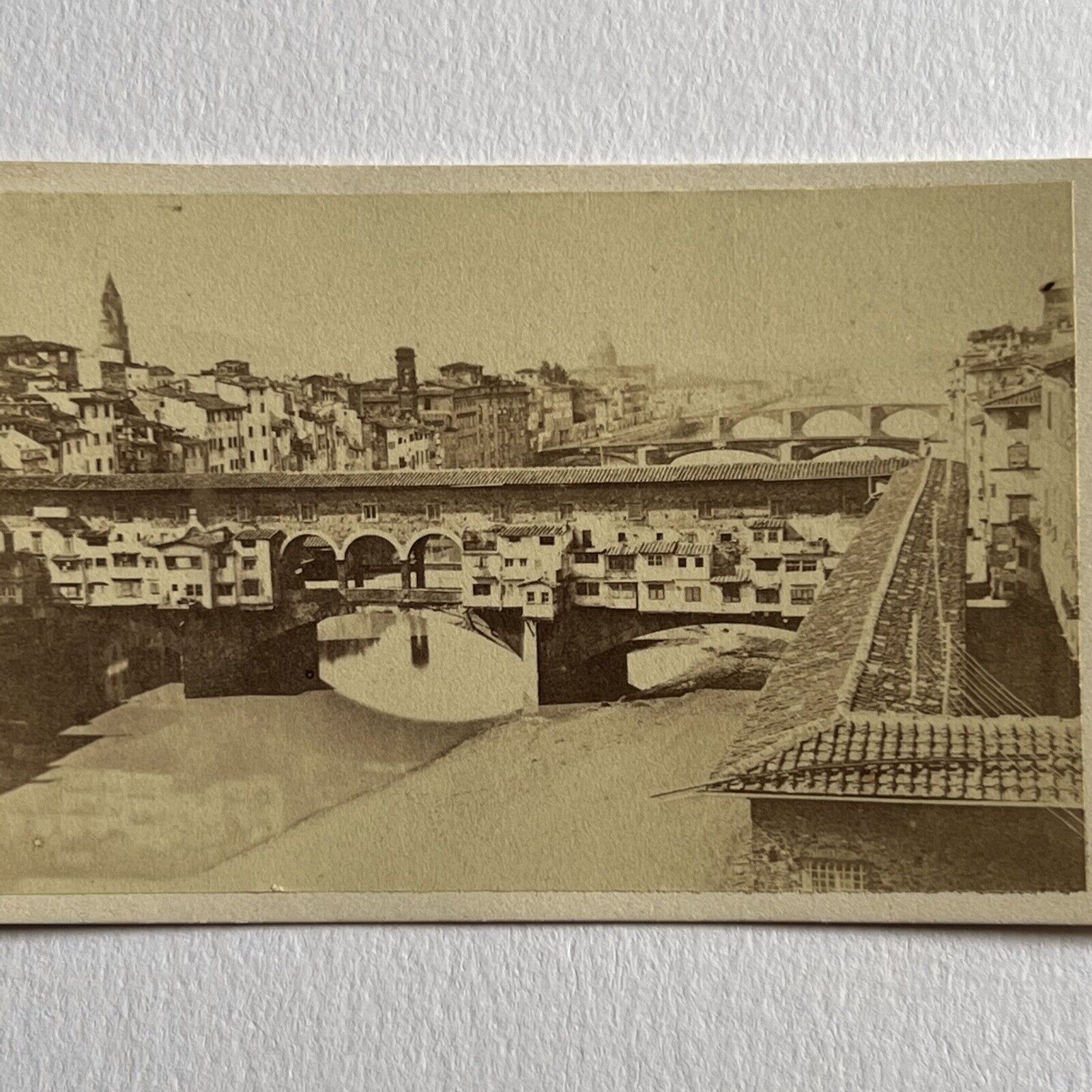 Antique CDV Photograph Ponte Vecchio Bridge Florence, Italy City Scape