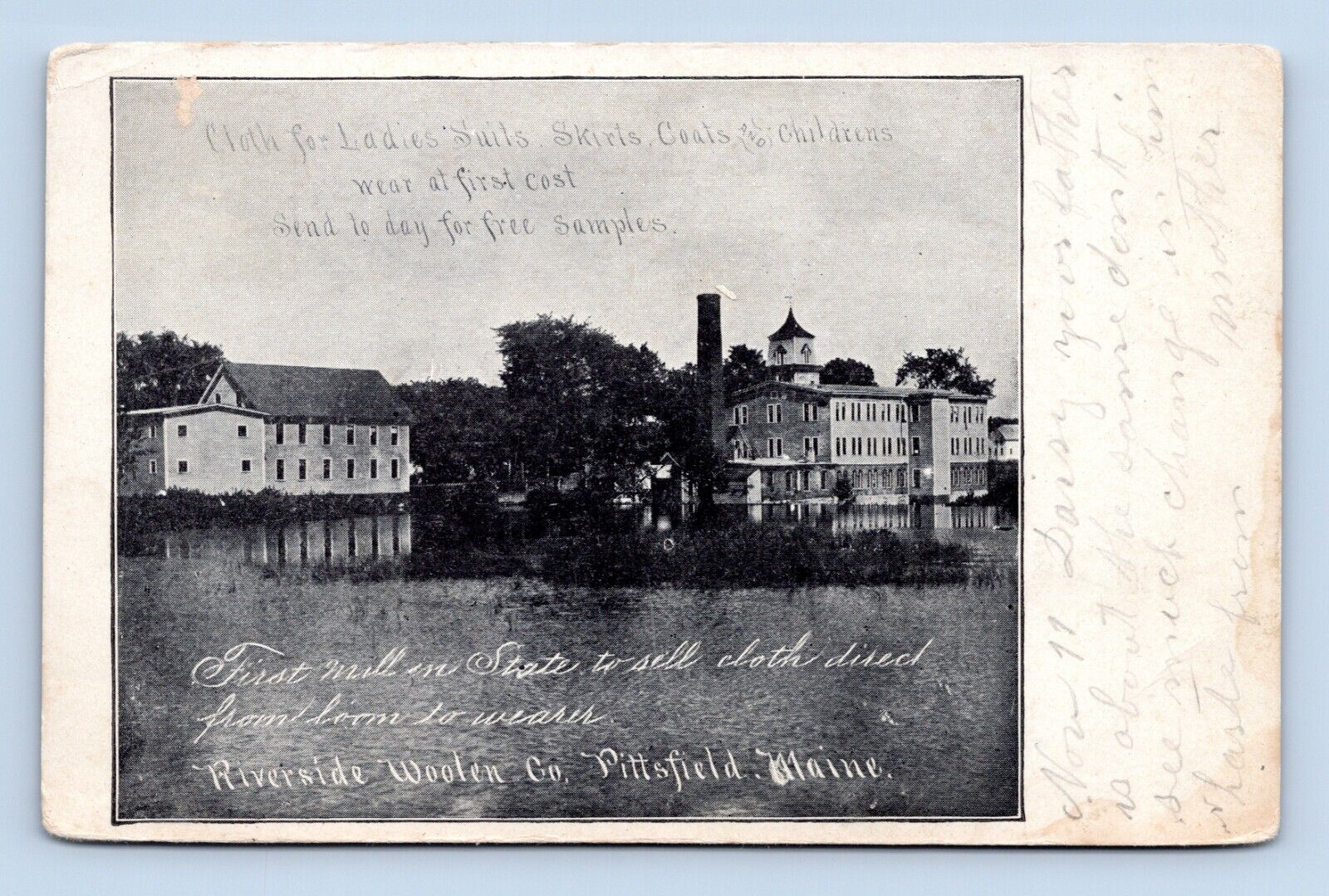 Riverside Woolen Company Pittsfield Maine ME UDB Postcard N1