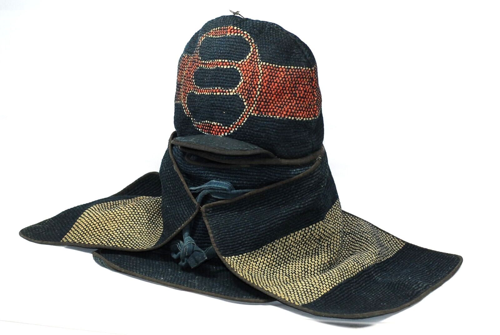Antique Japanese Firefighter Hood Hikeshi Cap 火消帽 Sashiko Boro Meiji Era 1908