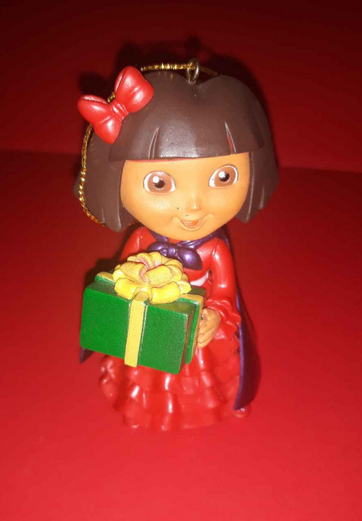 Dora The Explorere Christmas Ornament American Greetings iin Red Dress w/ gift 