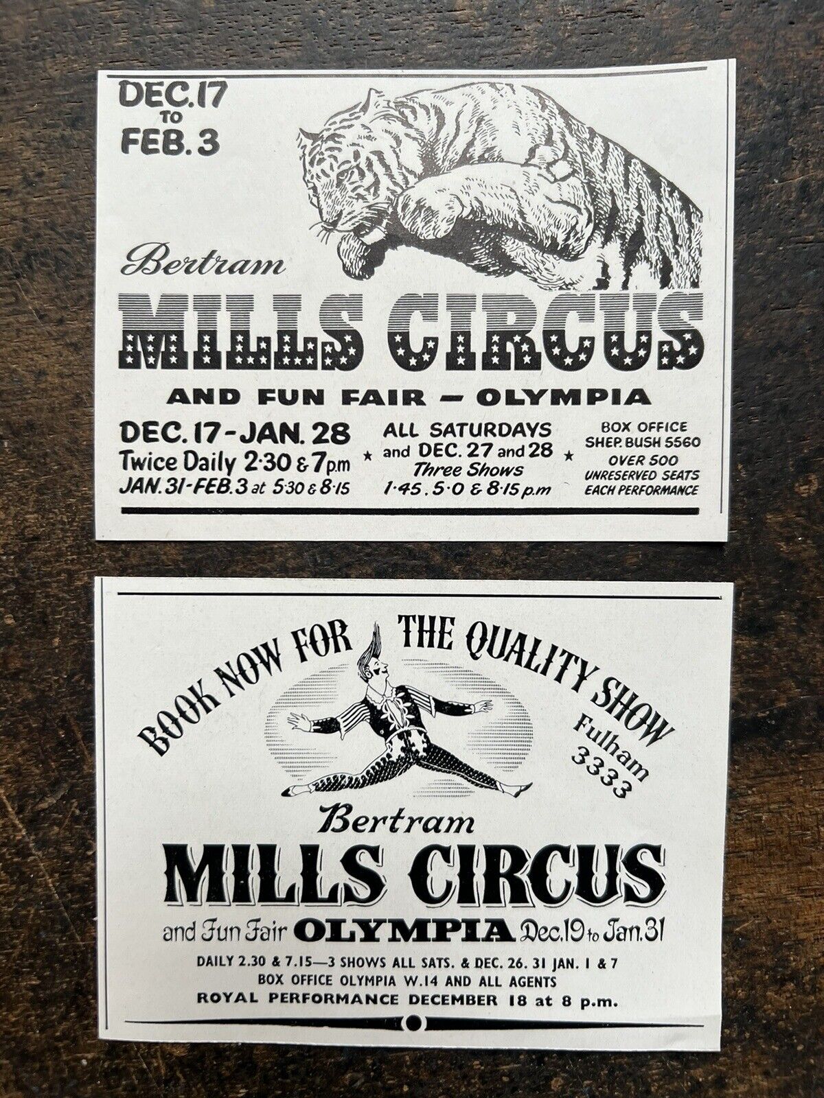 Bertram Mills Circus at Olympia - 1948 & 1952 Press Cuttings r448