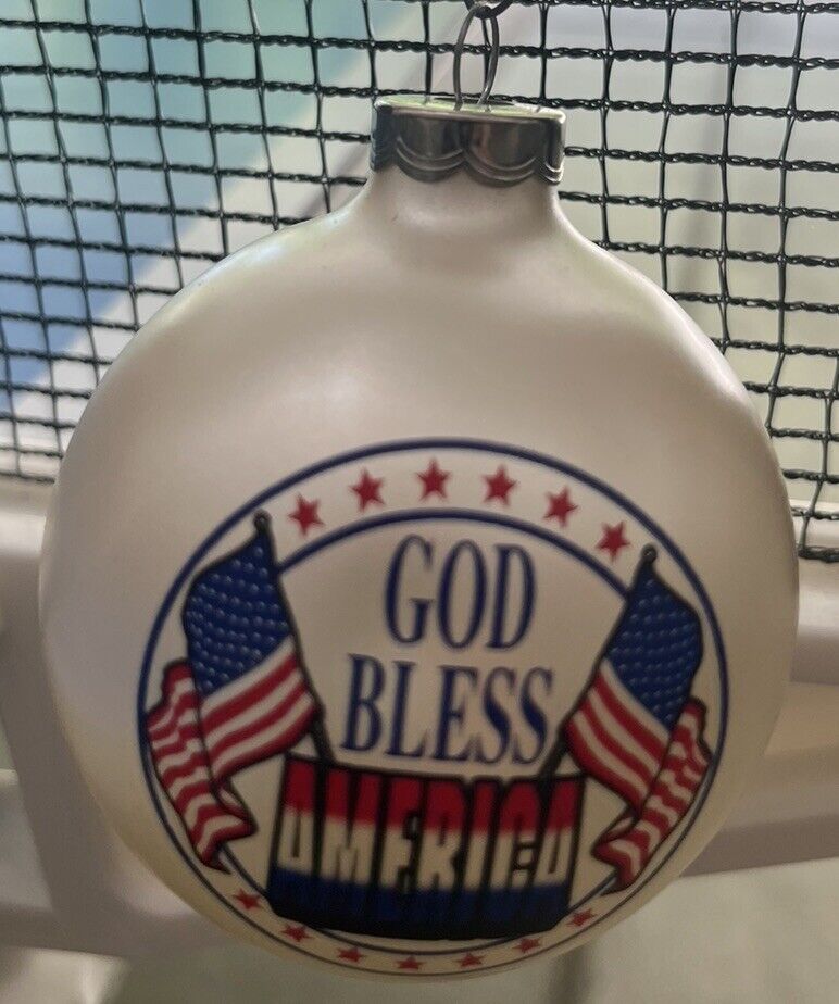 VINTAGE Classic Collectors Series God Bless America Glass Satin Smooth Ornament