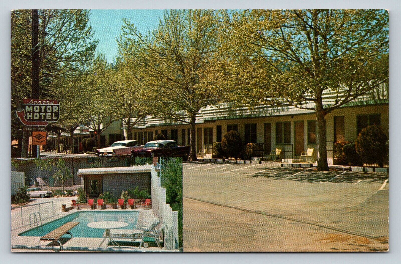 Sonora Motor Hotel Classic Cars California VINTAGE Ad Postcard