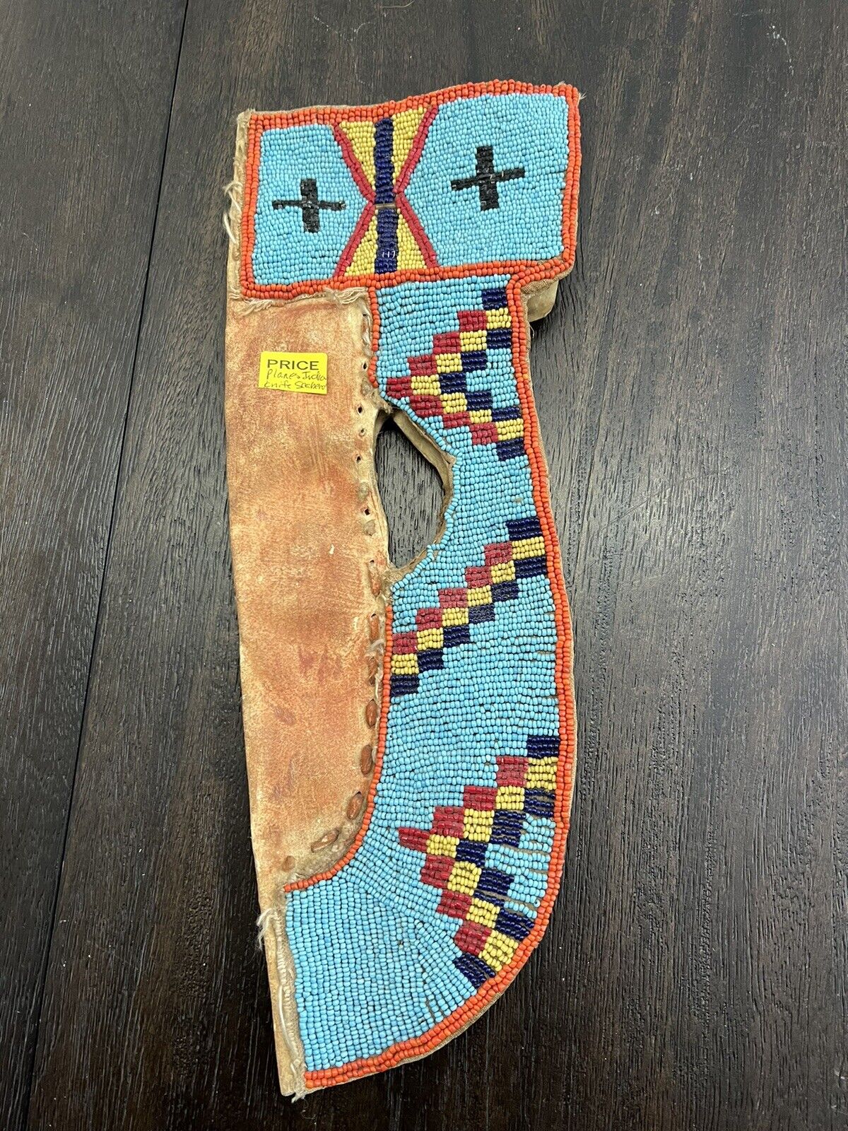 Vintage US Native American Indian Plaines Indian Knife Leather Sheath Scabbard