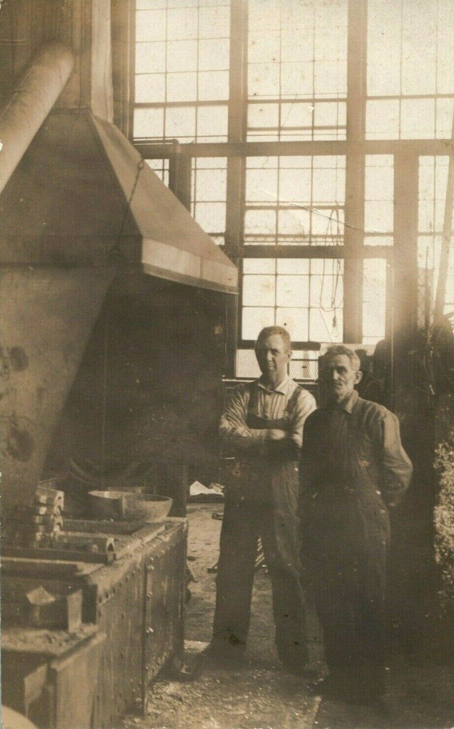 c1910 Workers Melting Ingots Metal in Factory RPPC Photo Vintage Postcard
