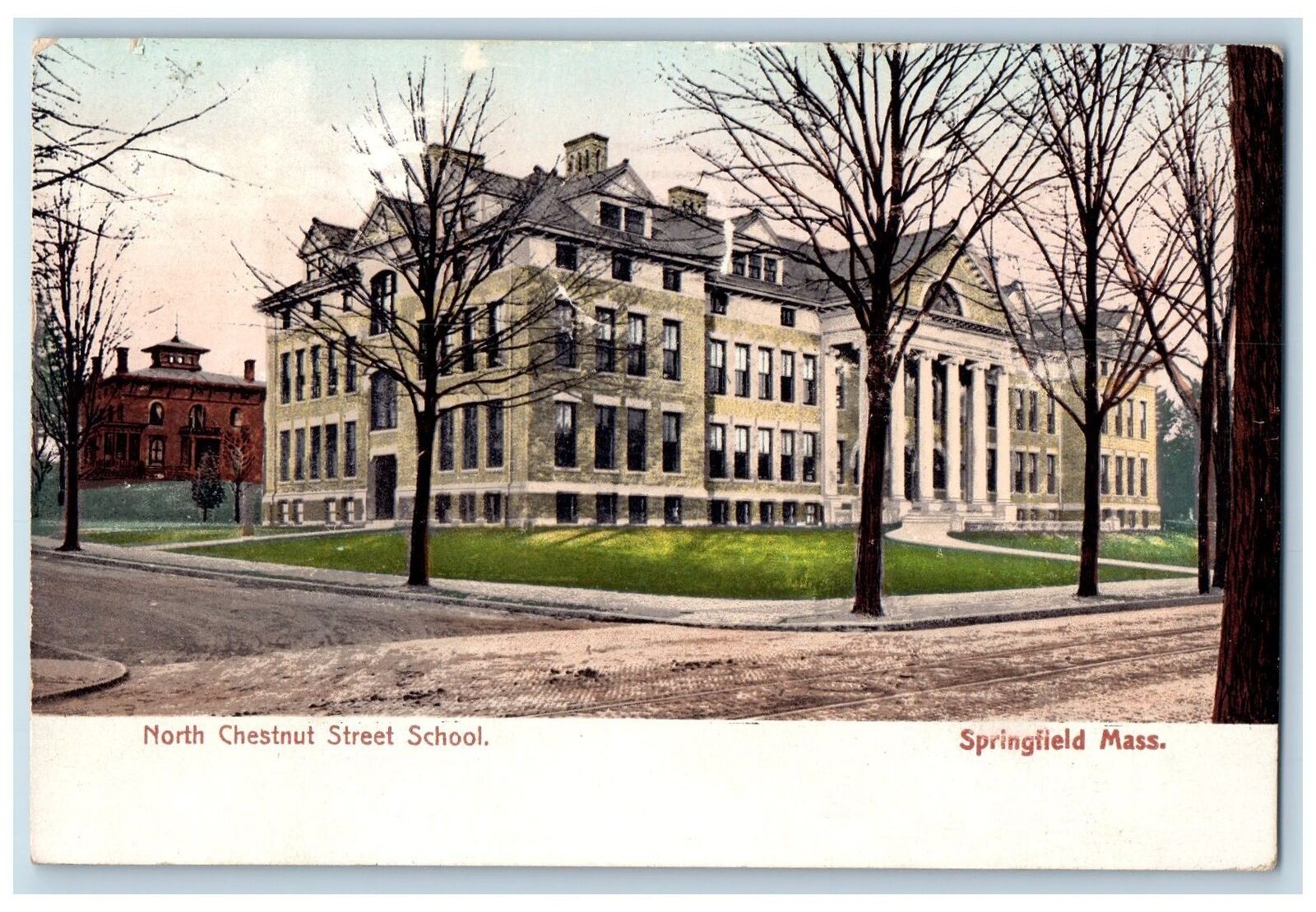 1907 North Chesnut Street School Building Springfield Massachusetts MA Postcard