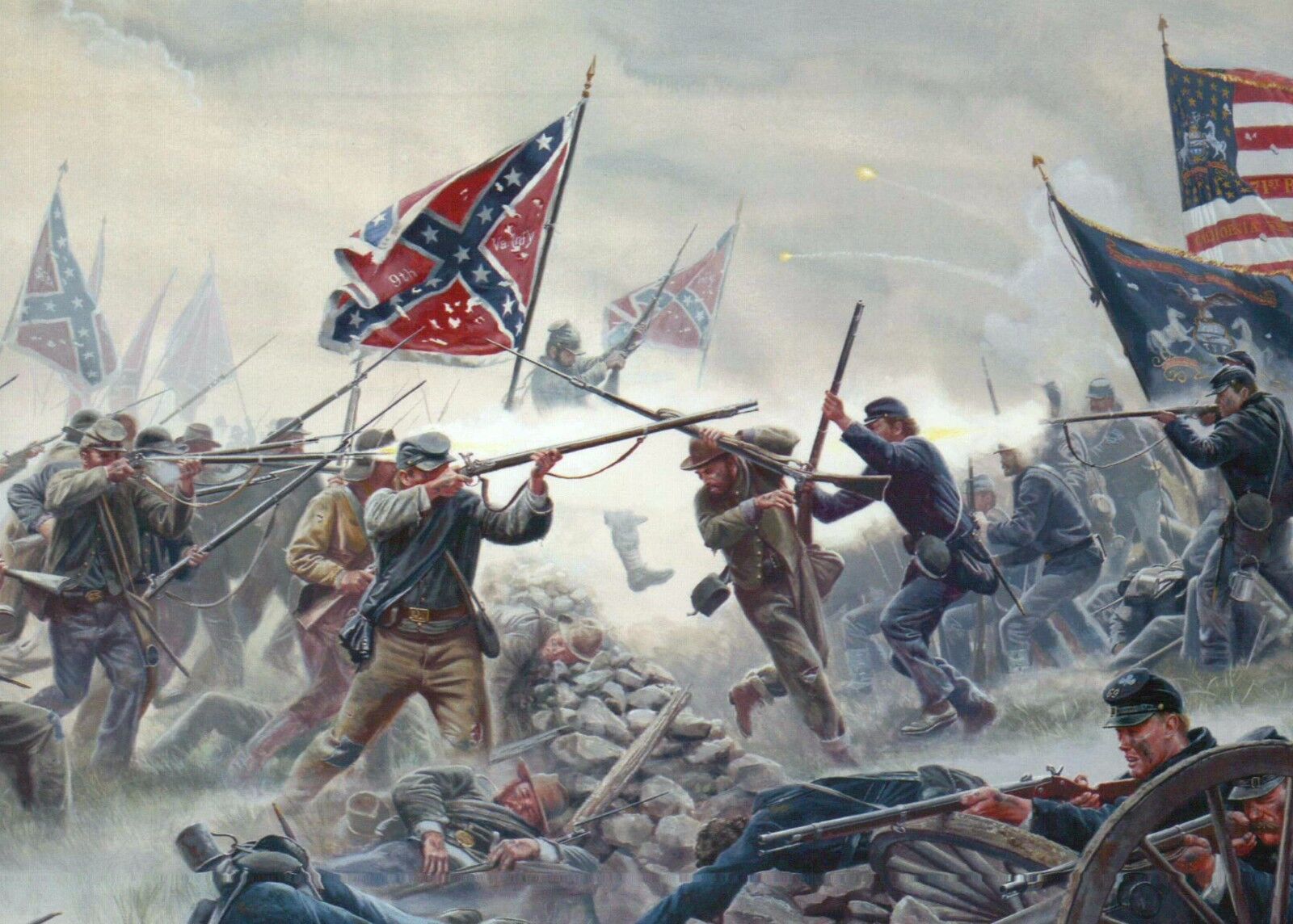Pickett's Charge, Gettysburg PA 1863, The High Tide, Military Civil War Postcard