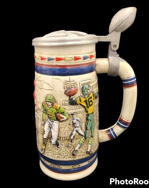 1983 Avon Beer Stein Vintage Brazil Avon History of Football Handcrafted Ceramic